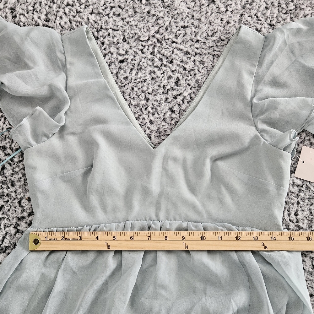 Birdy Grey Hannah Chiffon Maxi Dress Small Sage Flutter Sleeve Flowy Bridesmaid - Picture 10 of 13
